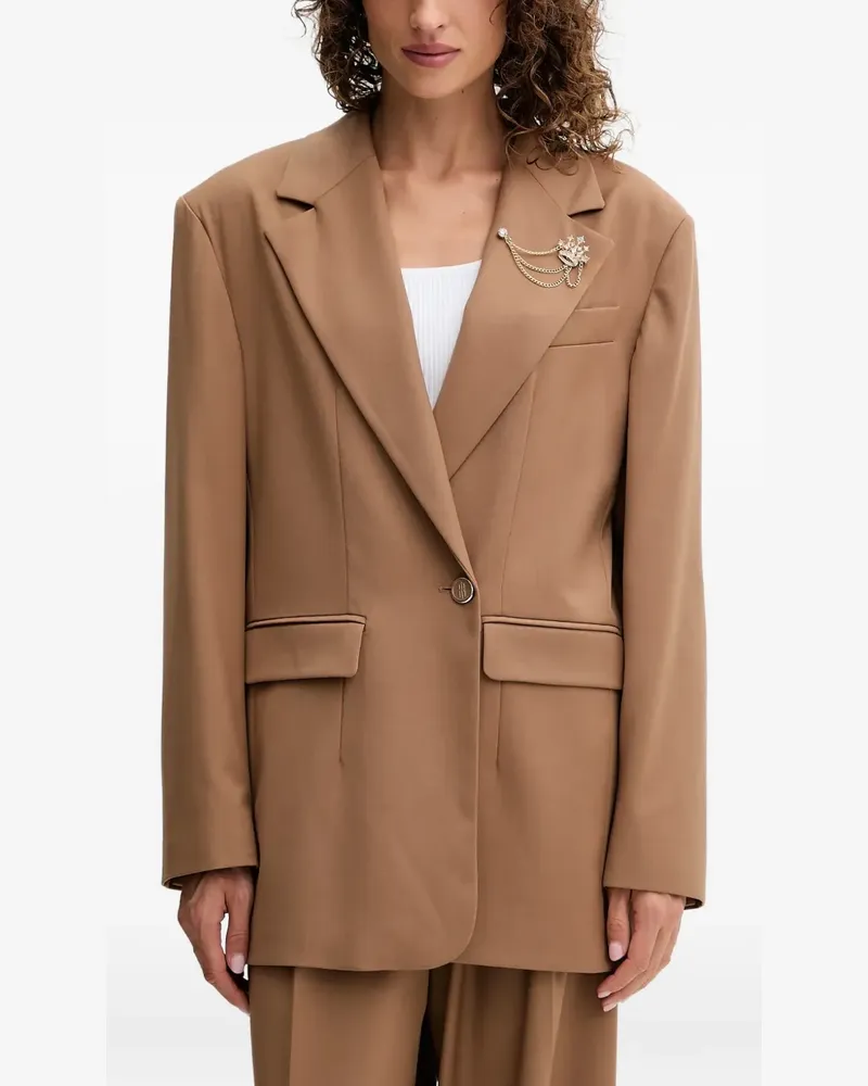 Fracomina crown-embellished long blazer - Braun Braun