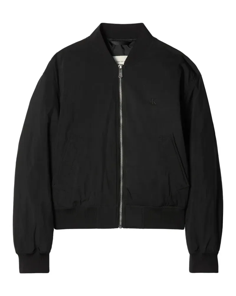 Calvin Klein logo-embroidered zip-up jacket - Schwarz Schwarz