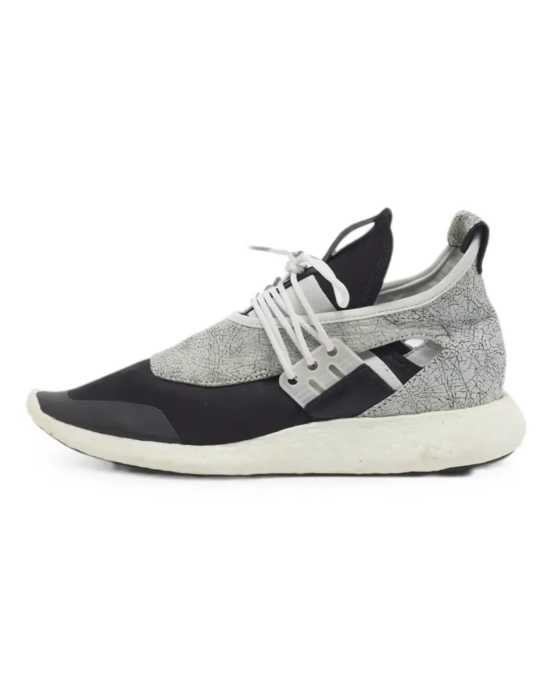 Y-3 Elle Run lace-up cracked-leather sneakers - Schwarz Schwarz