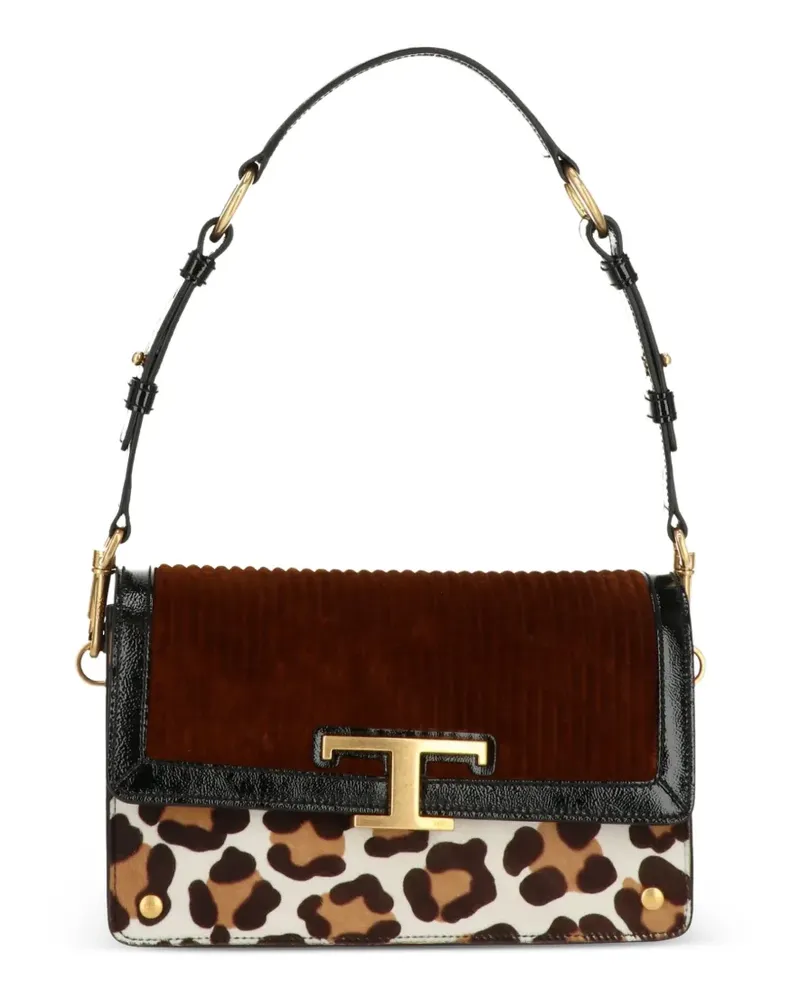 TOD'S animal-print T-detail shoulder bag - Schwarz Schwarz