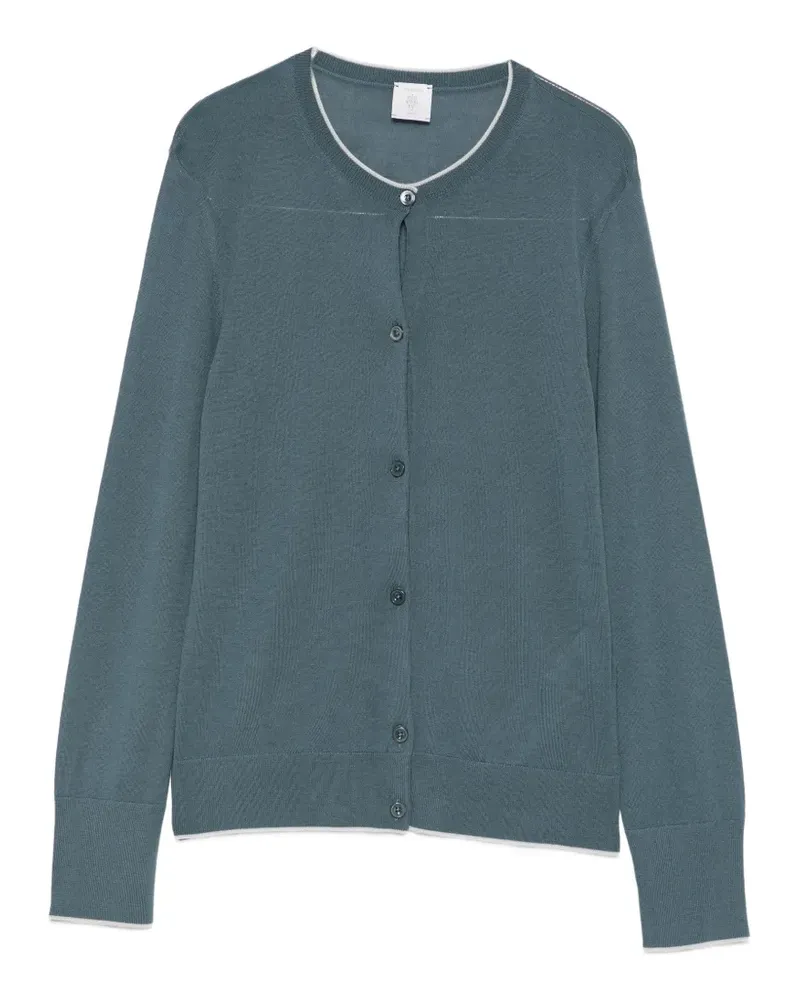 Eleventy Cardigan mit Kontrastborte - Grün Grün
