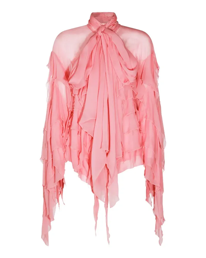 Blumarine ruffled asymmetric blouse - Rosa Rosa