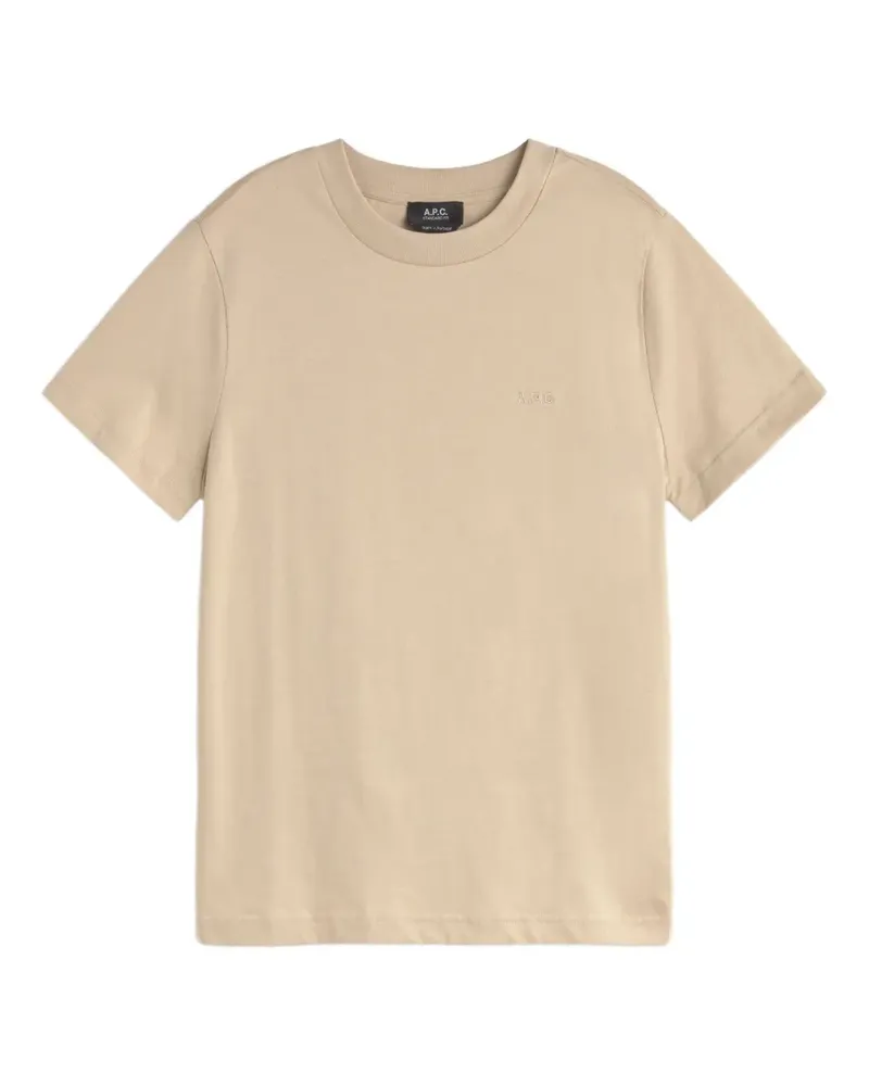 A.P.C. T-Shirt mit Logo-Stickerei - Nude Nude