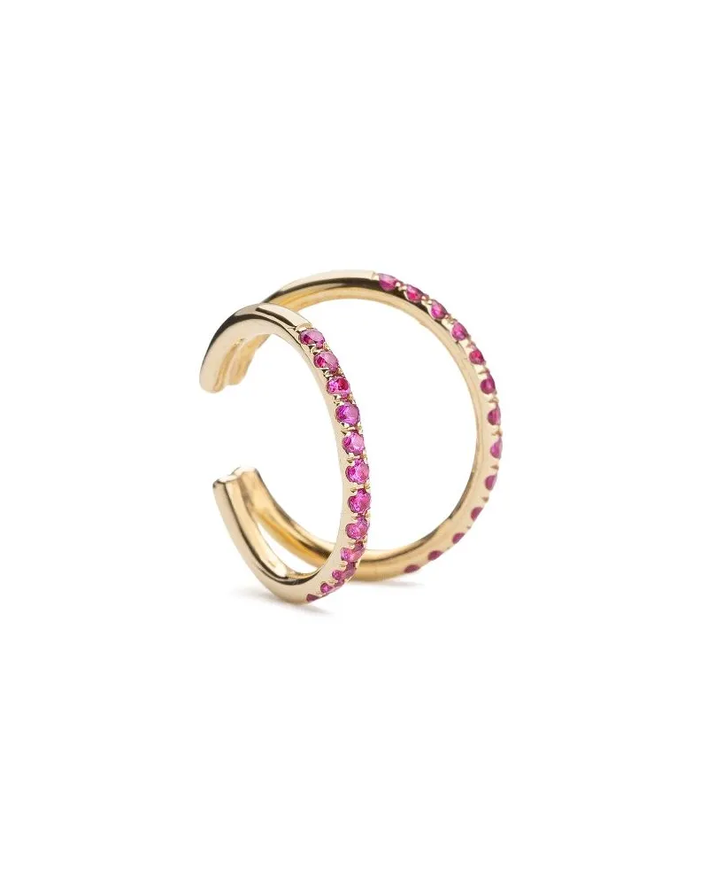 WHITE BIRD 18kt Melina Rich Ear Cuff aus Gelbgold mit pinkem Saphir Gold