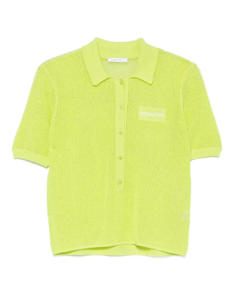 Patrizia Pepe mesh-knit polo top - Grün Grün