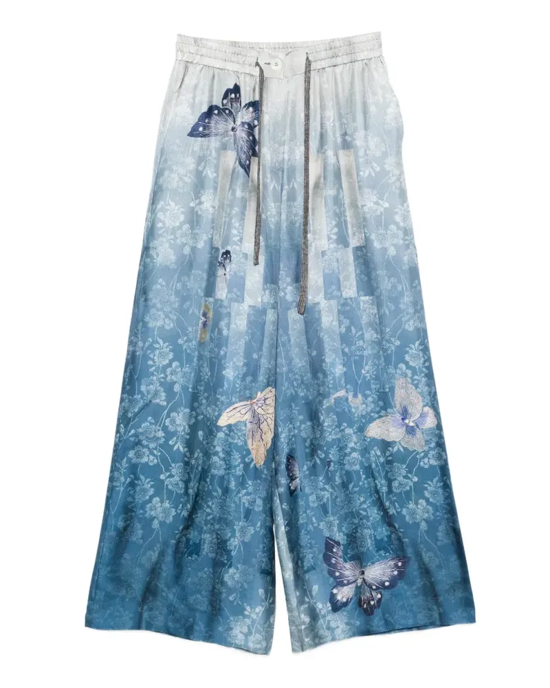 Pierre-Louis Mascia Palazzohose mit Schmetterling-Print - Blau Blau