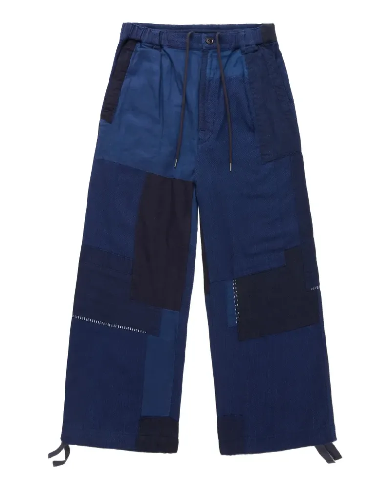 Blue Blue Japan Kasezome Sashiko patchwork trousers - Blau Blau
