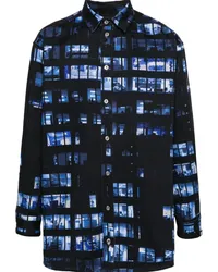 OFF-WHITE Jeans-Hemdjacke mit Windows-Print Schwarz