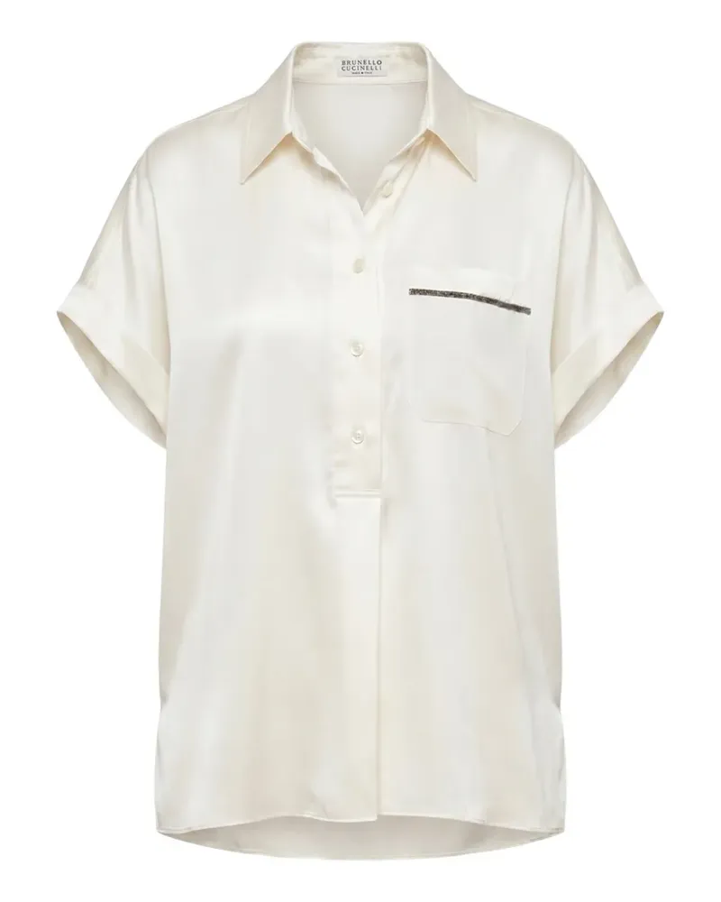 Brunello Cucinelli Bluse mit Monili-Kette - Weiß Weiß
