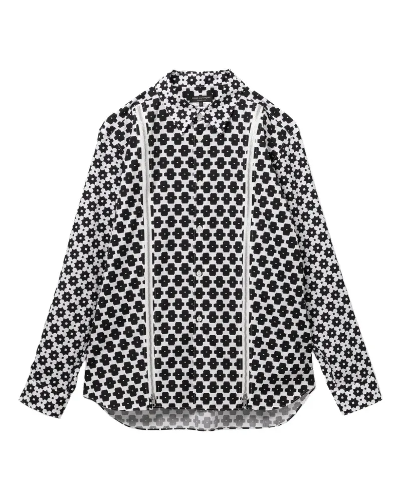 Comme des Garçons Hemd mit Monogrammmuster und Reißverschluss - Weiß Weiß