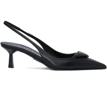 Slingback-Pumps mit dreieckigem Logo 55mm - Schwarz