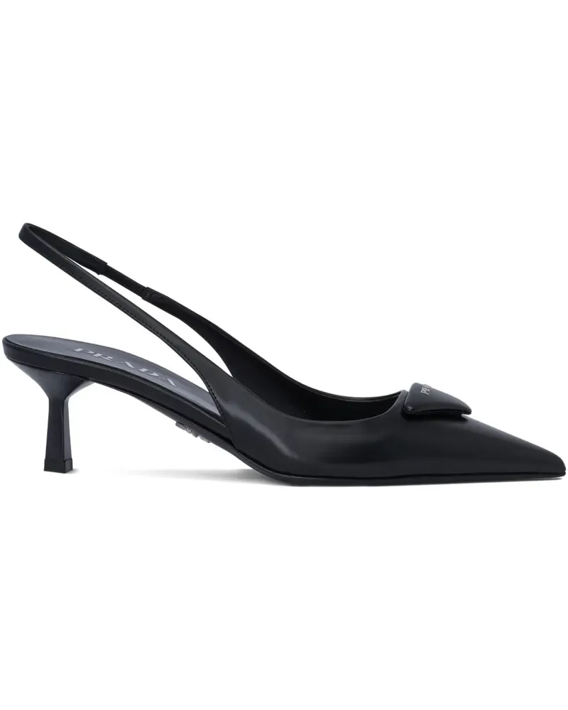 Prada Slingback-Pumps mit dreieckigem Logo 55mm - Schwarz Schwarz