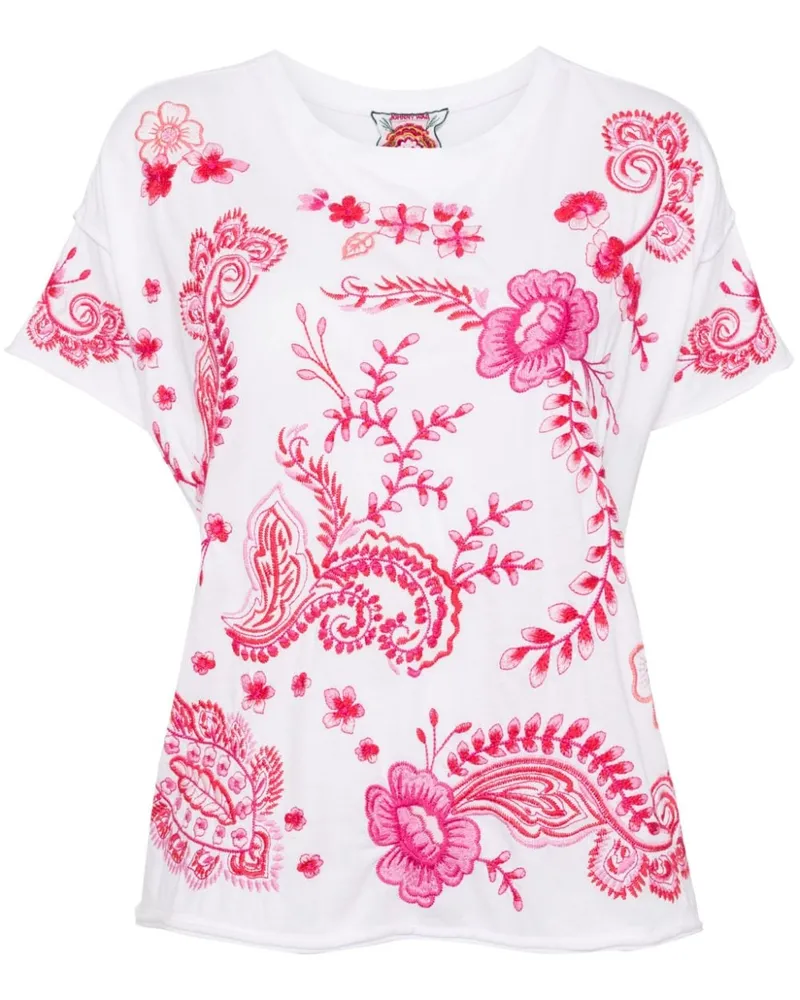 Johnny Was Raw Detail Swing T-Shirt - Weiß Weiß