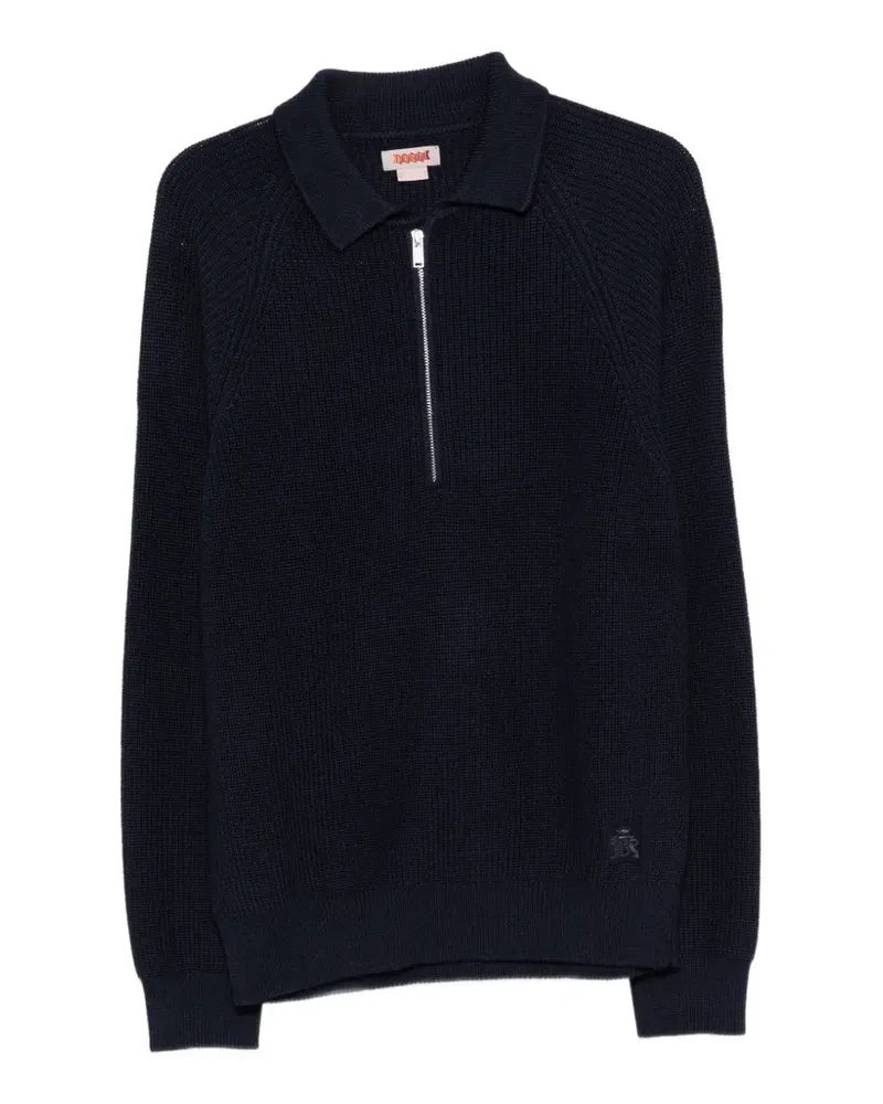 Baracuta ribbed-knit quarter-zip polo shirt - Blau Blau
