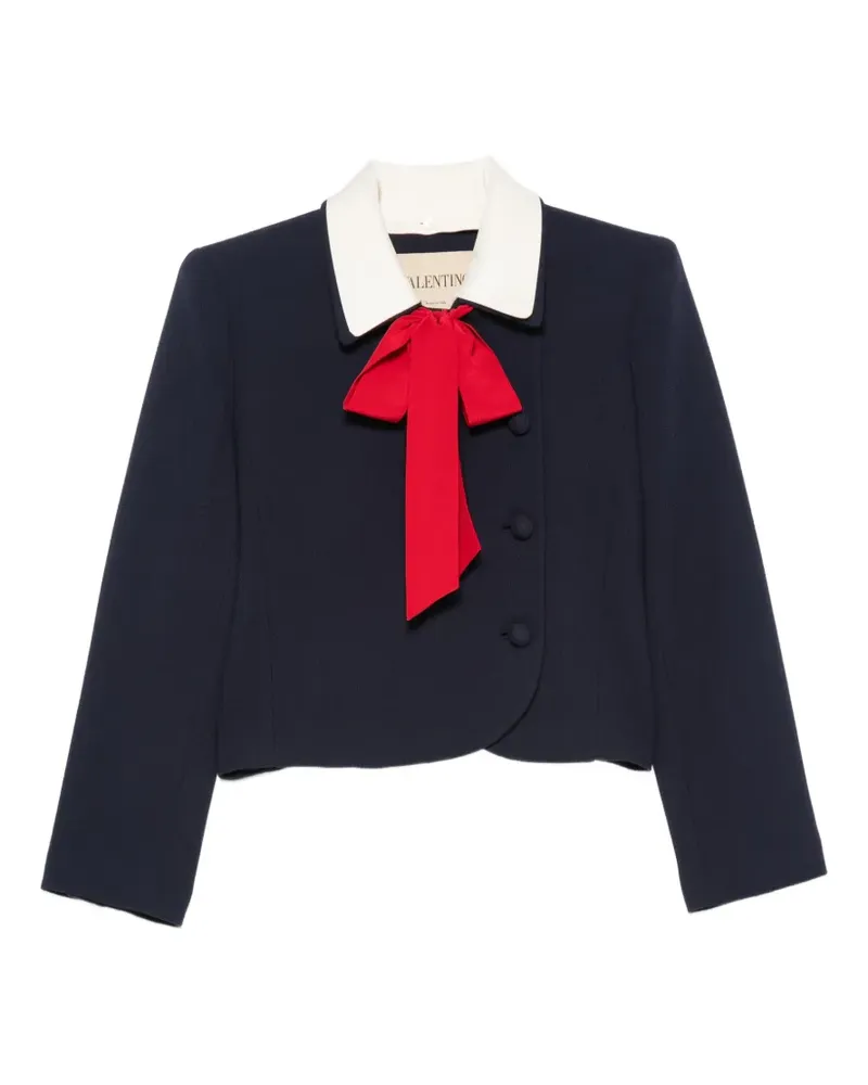 Valentino Garavani bow-detail cropped jacket - Blau Blau