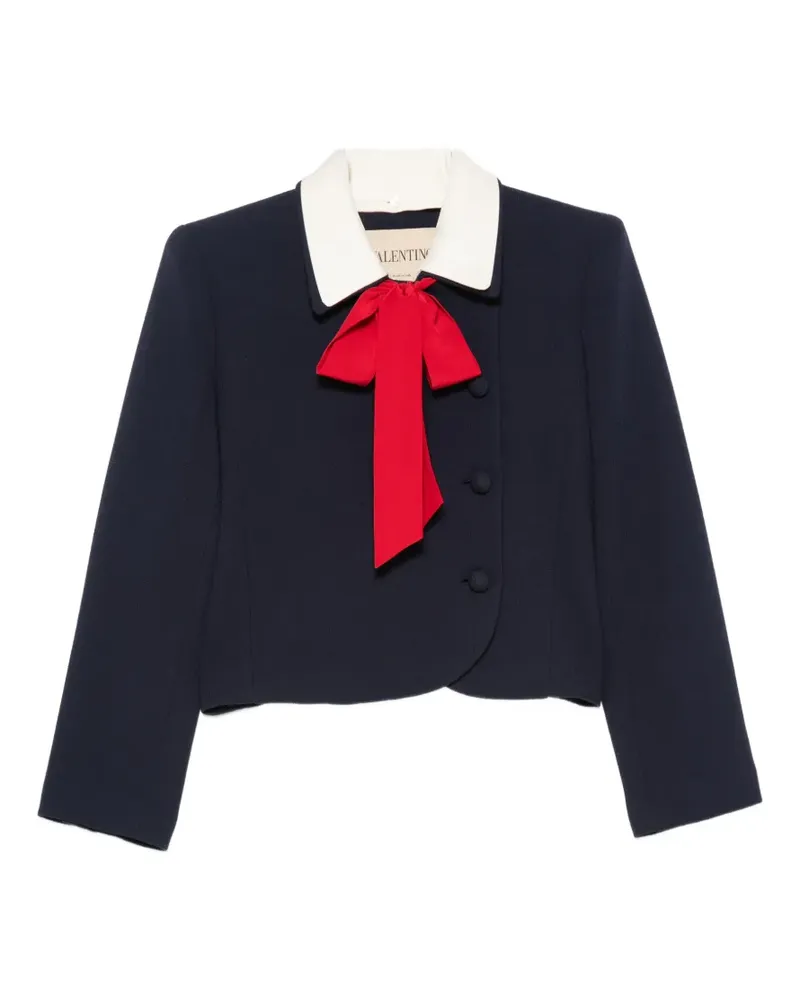 Valentino Garavani bow-detail cropped jacket - Blau Blau