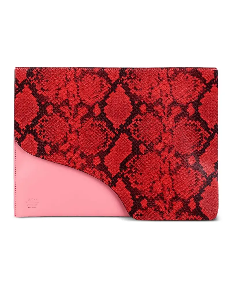 ATP Atelier Sardegna Laptoptasche mit Schlangenleder-Print (15 Zoll) - Rot Rot