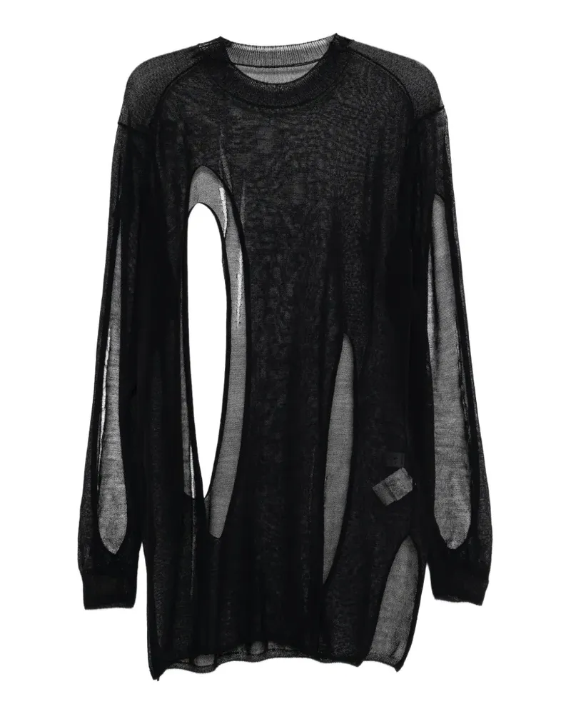 Yohji Yamamoto Semi-transparenter Pullover - Schwarz Schwarz