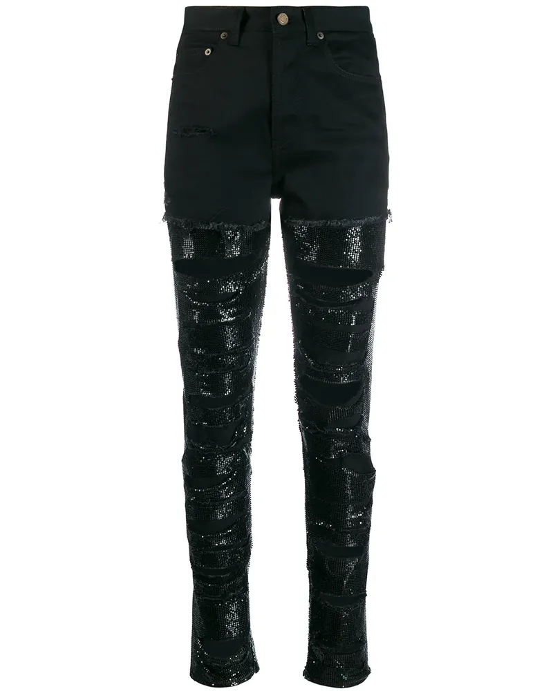 Saint Laurent Jeans mit Pailletten - Schwarz Schwarz