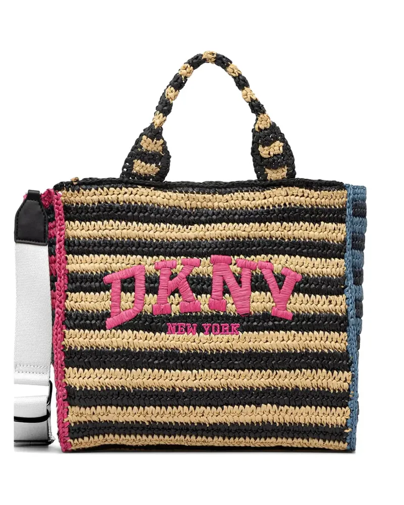 DKNY striped logo-embroidered tote bag - Schwarz Schwarz