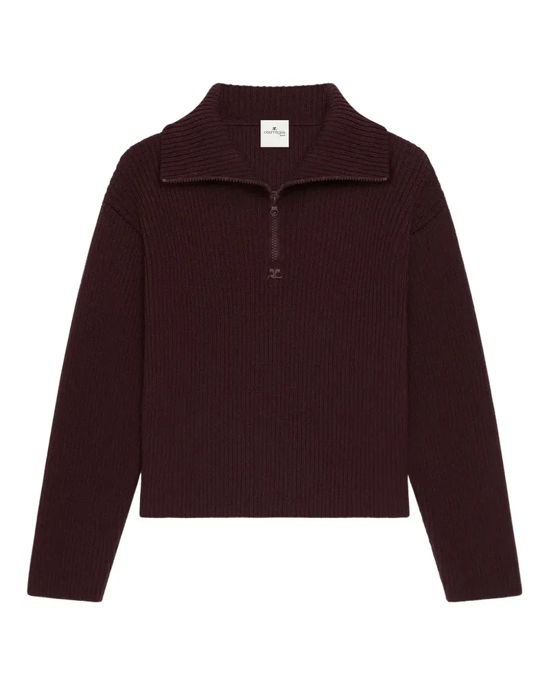 Courrèges Gerippter Strickpullover - Rot Rot