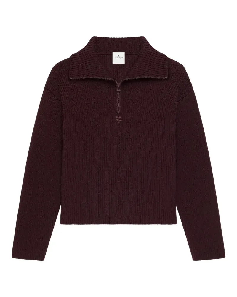 Courrèges Gerippter Strickpullover - Rot Rot