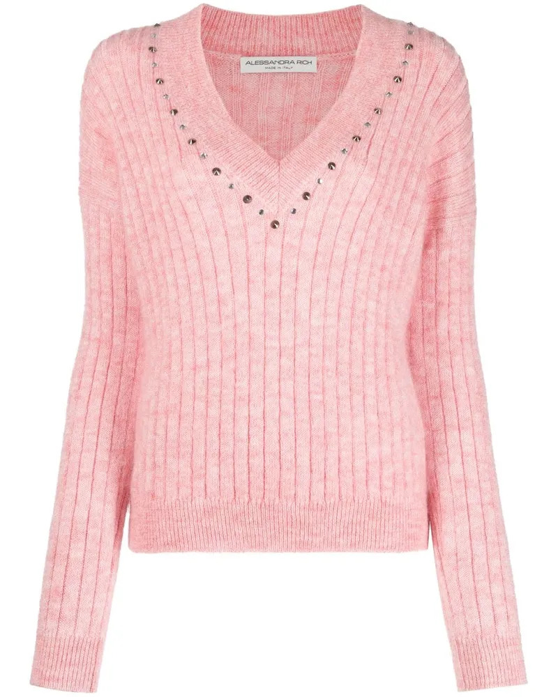 Alessandra Rich Pullover mit Nieten - Rosa Rosa