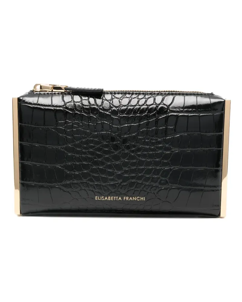 Elisabetta Franchi Clutch mit Kroko-Prägung - Schwarz Schwarz