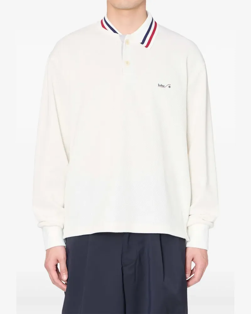 kolor Langärmeliges Poloshirt - Weiß Weiß