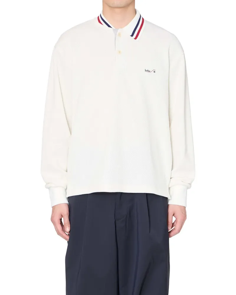 kolor Langärmeliges Poloshirt - Weiß Weiß