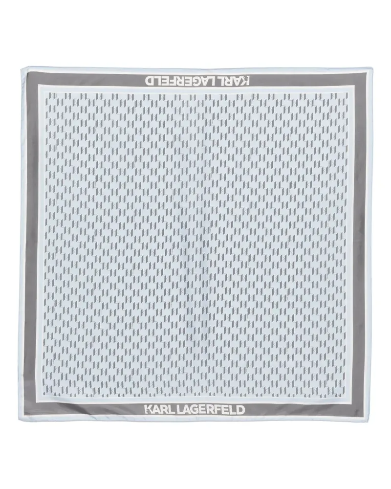 Karl Lagerfeld Seidenschal mit Monogramm - Blau Blau