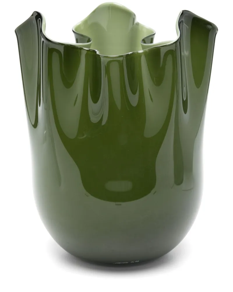 Venini Fazzoletto Vase (30cm x 21,5cm) - Grün Grün