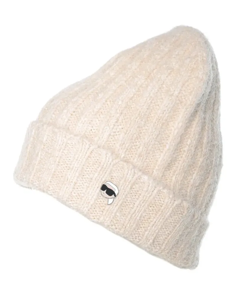 Karl Lagerfeld Gerippte Ikon Strick-Beanie - Nude Nude