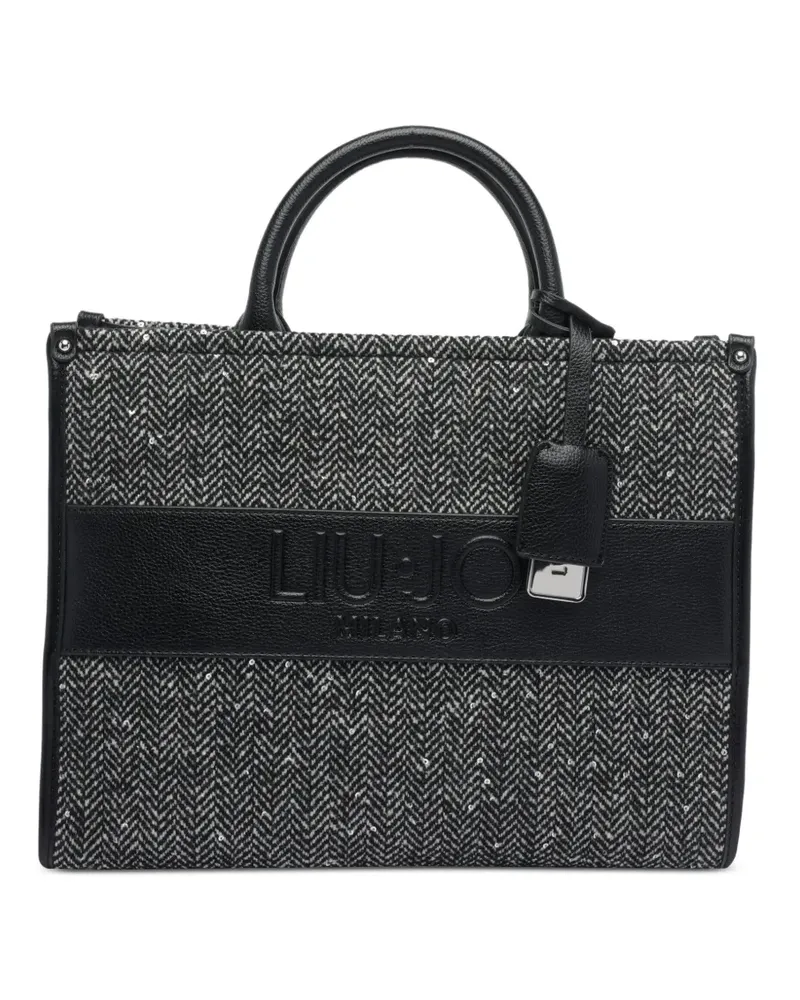 Liu Jo Tote Bag mit Fischgräten-Pailletten - Schwarz Schwarz
