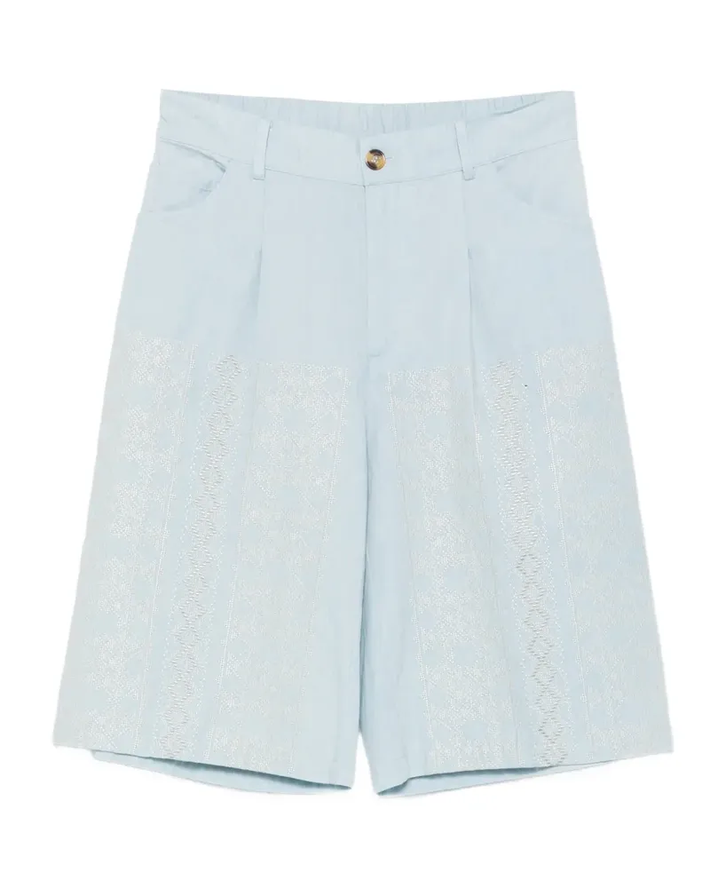 Semicouture Zelda embroidered cotton shorts - Blau Blau