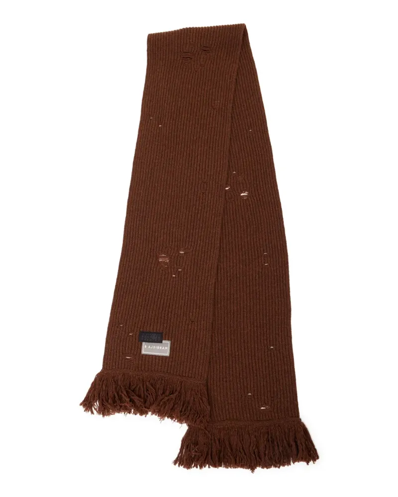 Maison Margiela Gestrickter Schal mit Logo-Patch - Braun Braun