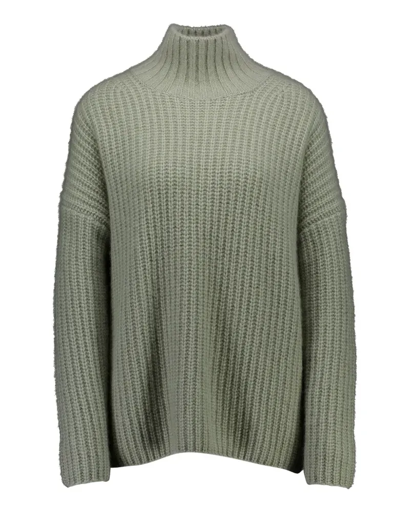 ALLUDE Gerippter Pullover mit Stehkragen - Grau Grau