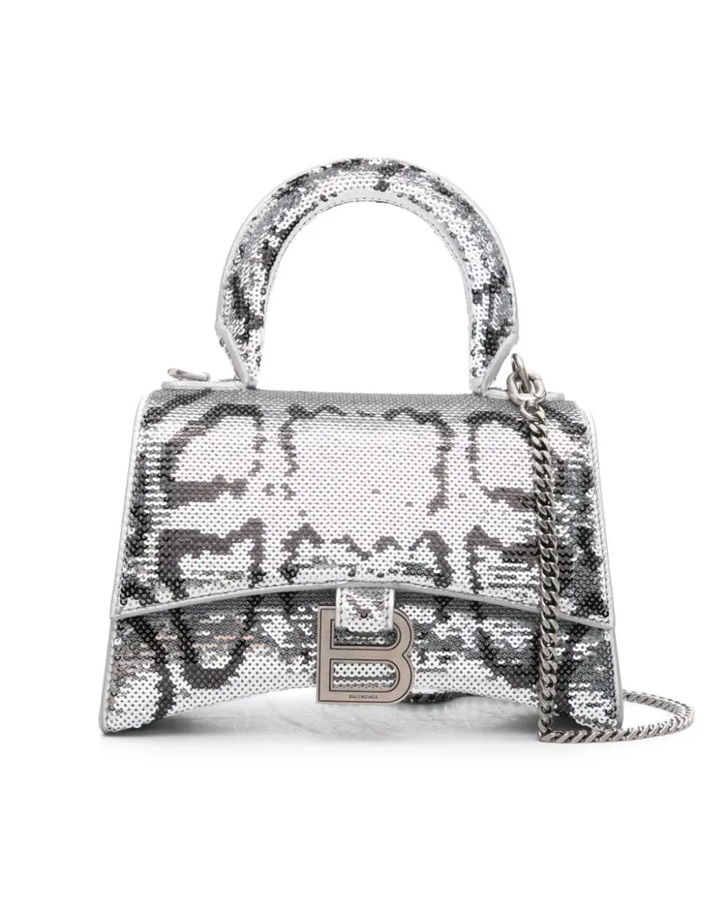 Balenciaga Hourglass XS Mini-Tasche Silber