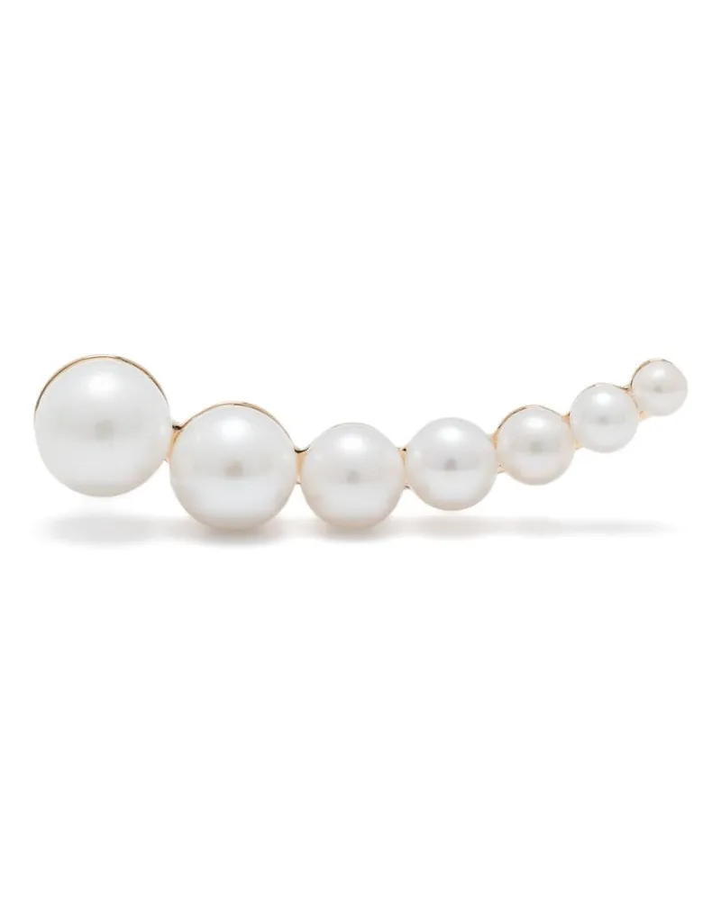 Sophie Bille Brahe Croissant Japonais Ohrring aus recyceltem 14kt Gelbgold mit Perlen Gold