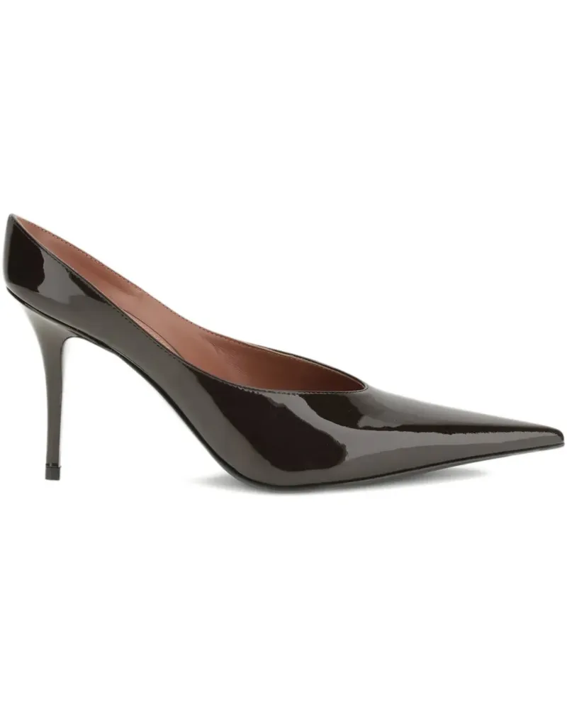 Amina Muaddi 90mm Anok point-toe mule - Braun Braun