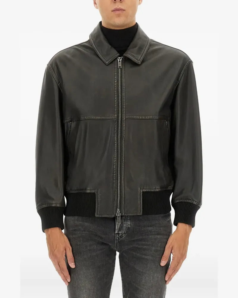 HUGO BOSS zip leather jacket - Grau Grau