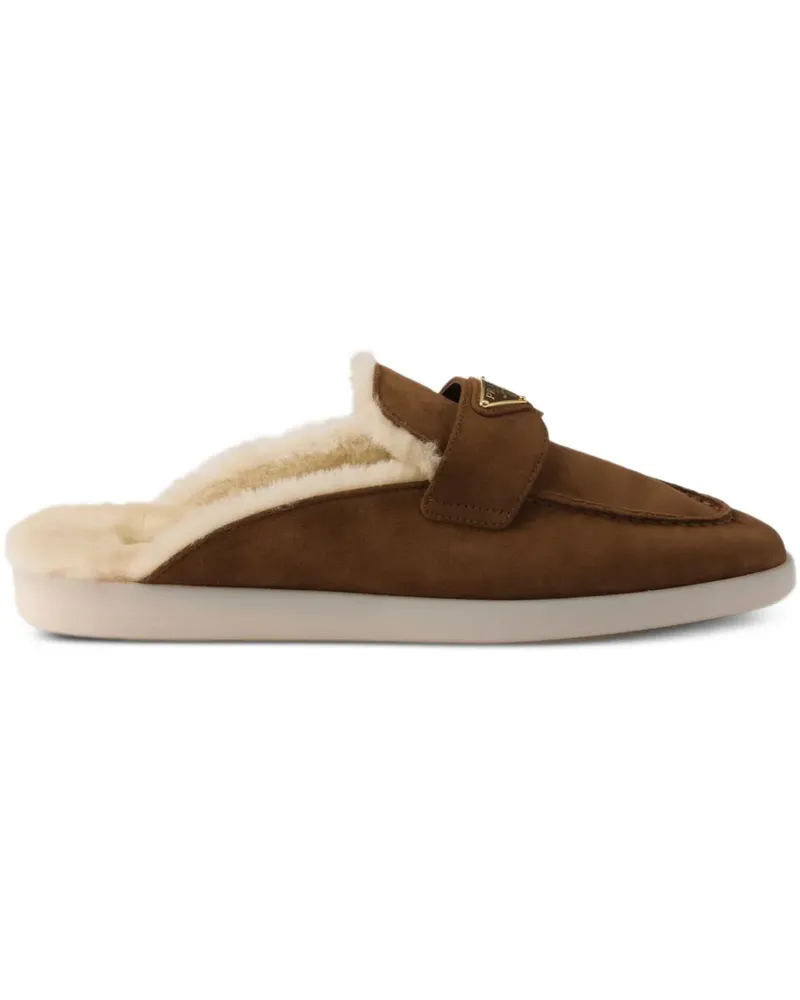 Prada Mules aus Shearling - Braun Braun