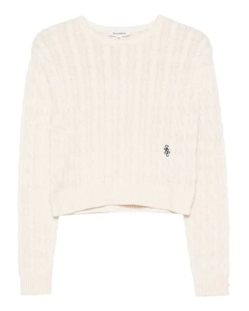 SPORTY & RICH Pullover mit Zopfmuster und Logo-Stickerei - Nude Nude