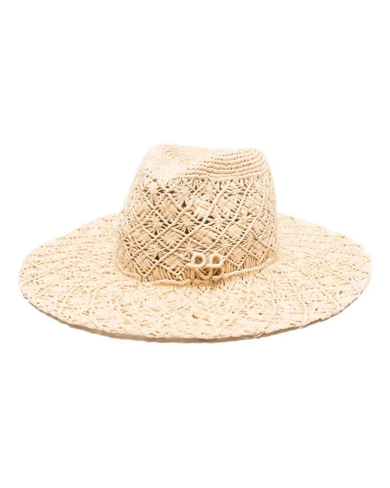RUSLAN BAGINSKIY woven logo-detail fedora hat - Nude Nude
