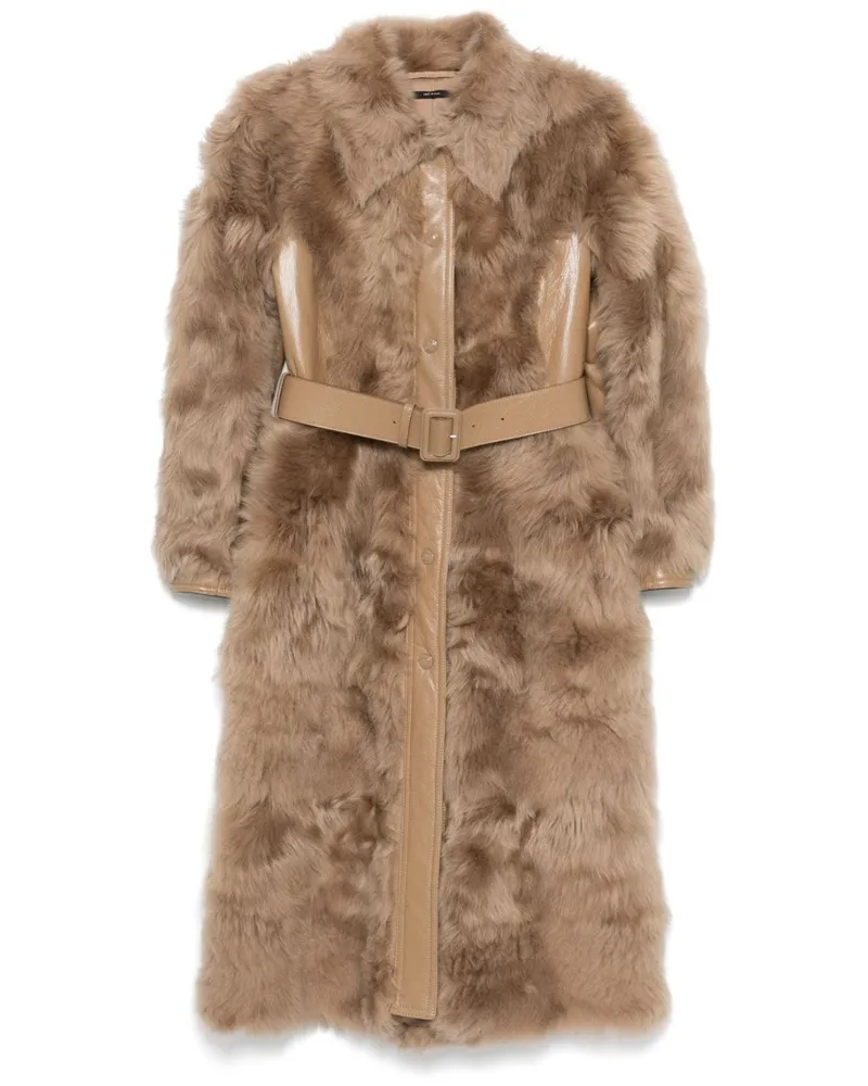 Tom Ford Shearling-Mantel mit Gürtel - Braun Braun