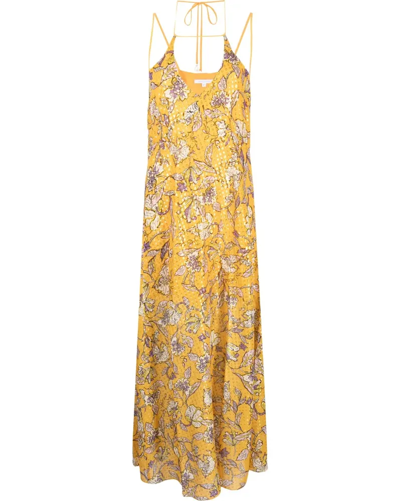 Patrizia Pepe Midi-Seidenkleid mit Blumen-Print - Orange Orange
