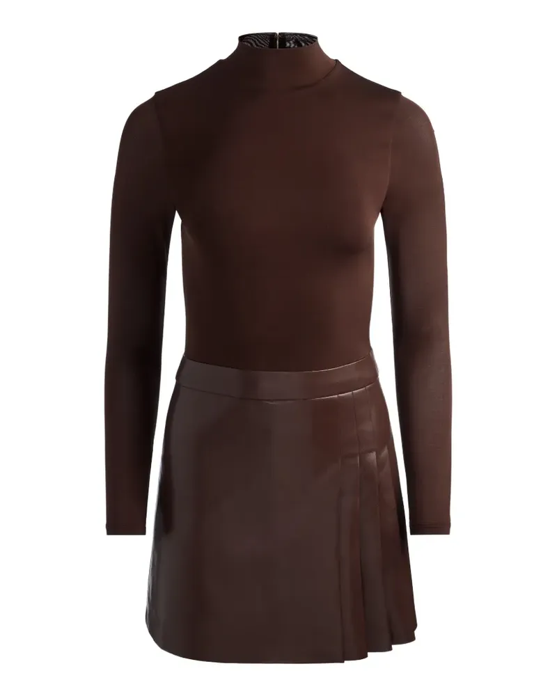 Alice + Olivia Langärmeliges Plisseekleid - Braun Braun