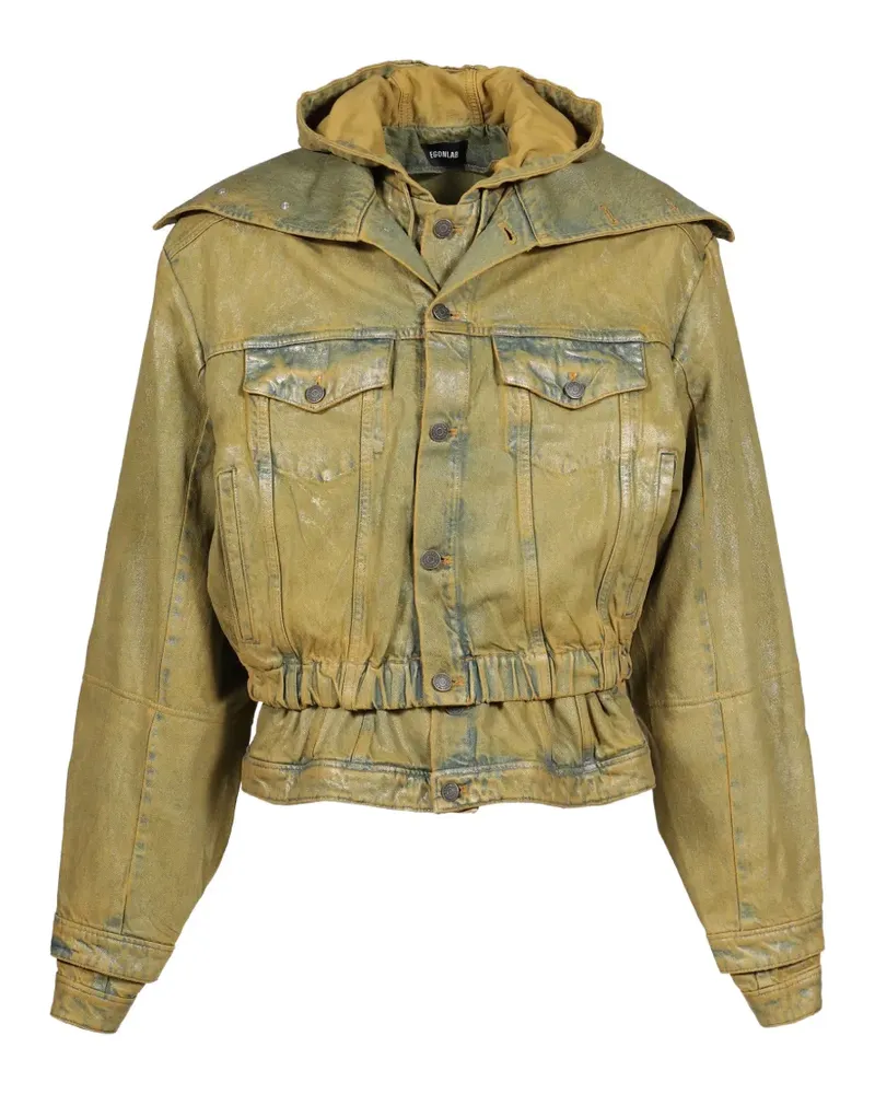 Egonlab Cropped-Jeansjacke mit Kapuze - Gelb Gelb