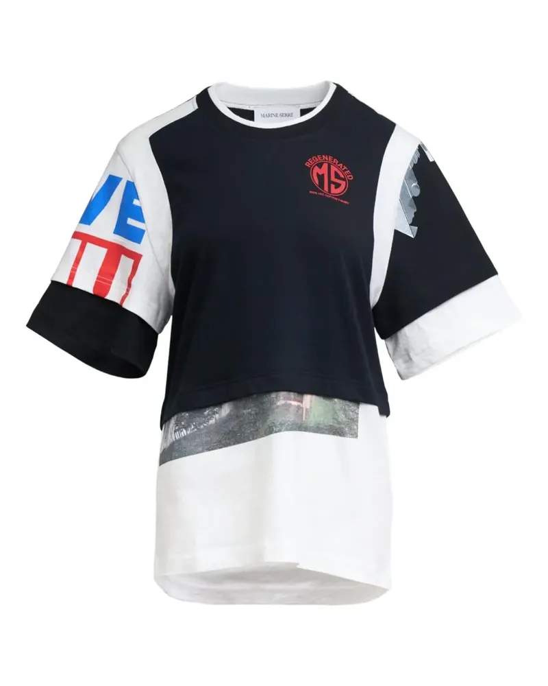 Marine Serre T-Shirt im Layering-Look - Schwarz Schwarz