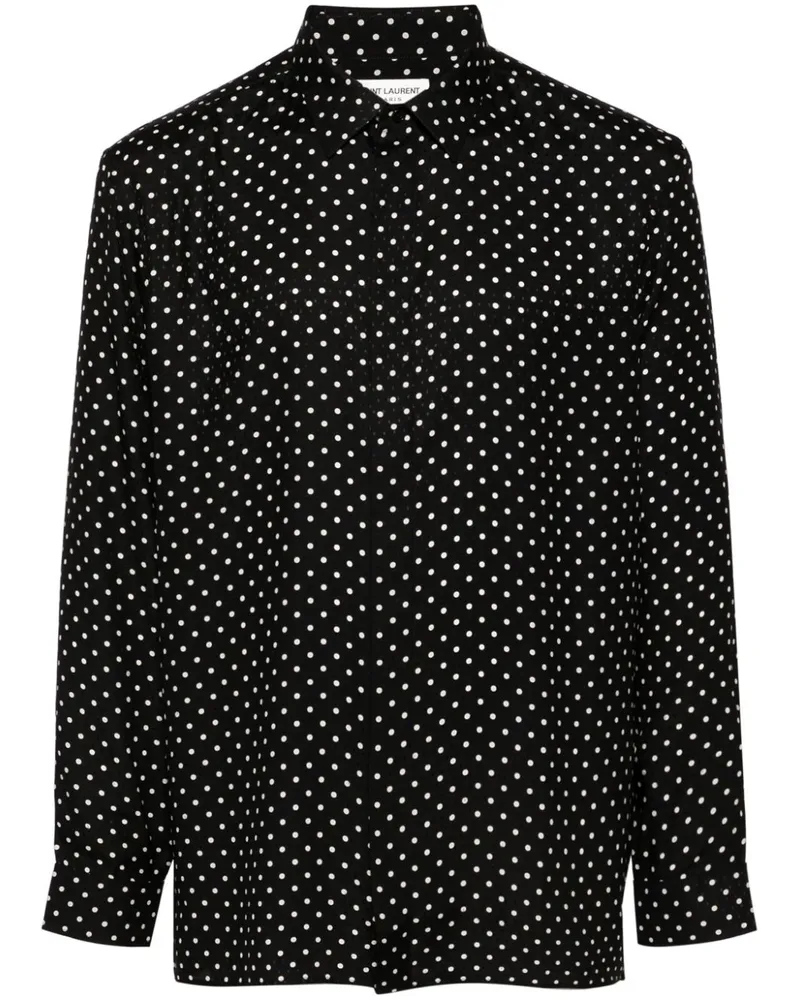 Saint Laurent Seidenhemd mit Polka Dots - Schwarz Schwarz